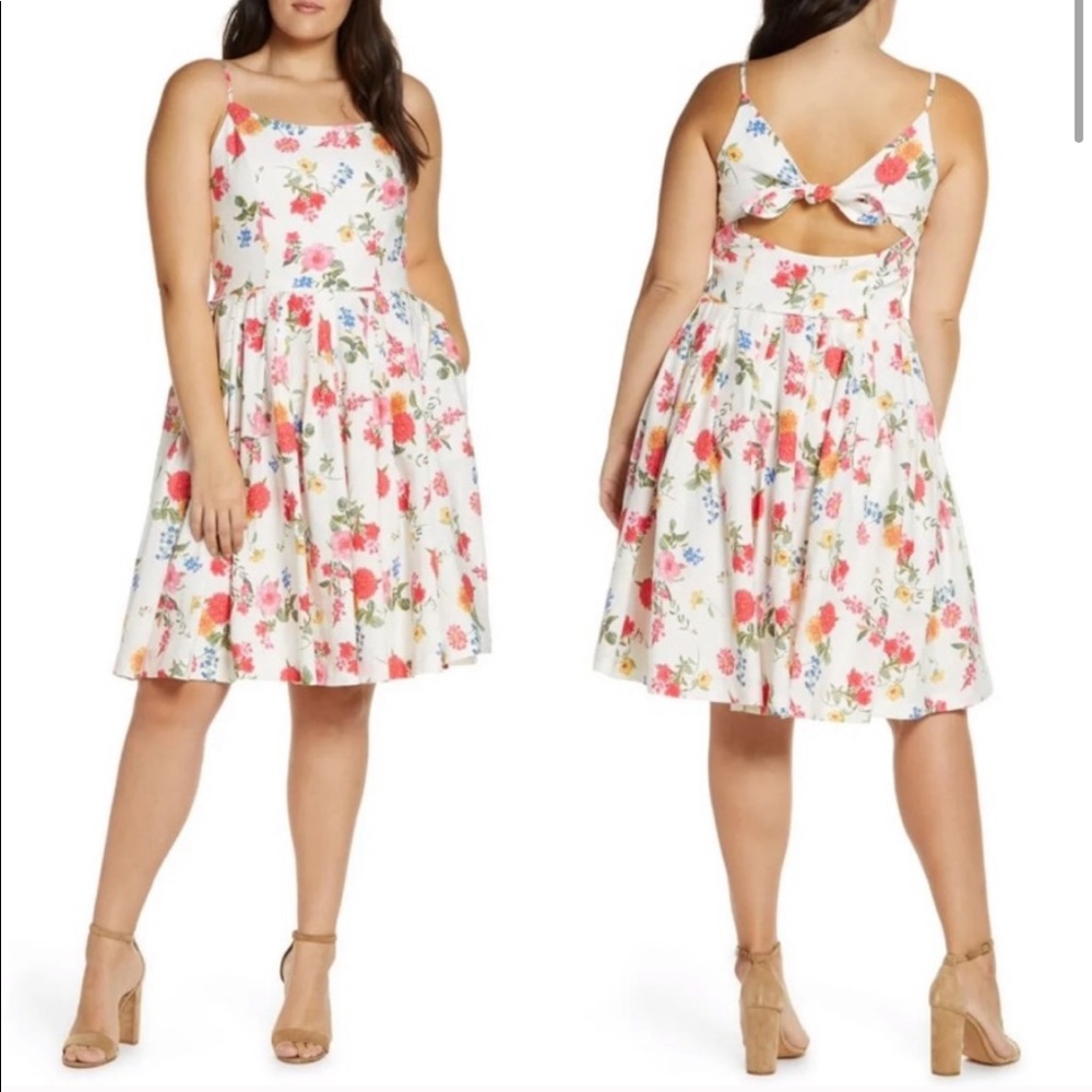 NWT Gal Meets Glam Floral Linen Cassie Bow Dress